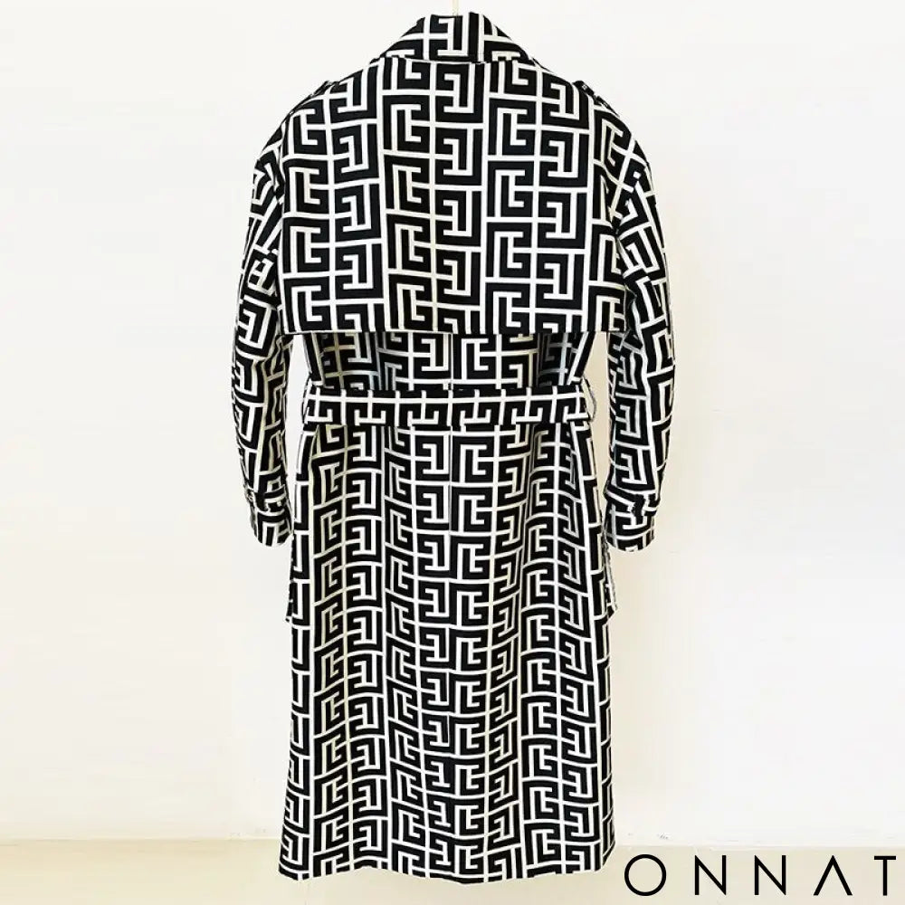 Jacquard Gold Button Trench Coat
