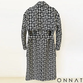 Jacquard Gold Button Trench Coat