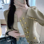 Khaki Tweed Gold Button Couture Jacket