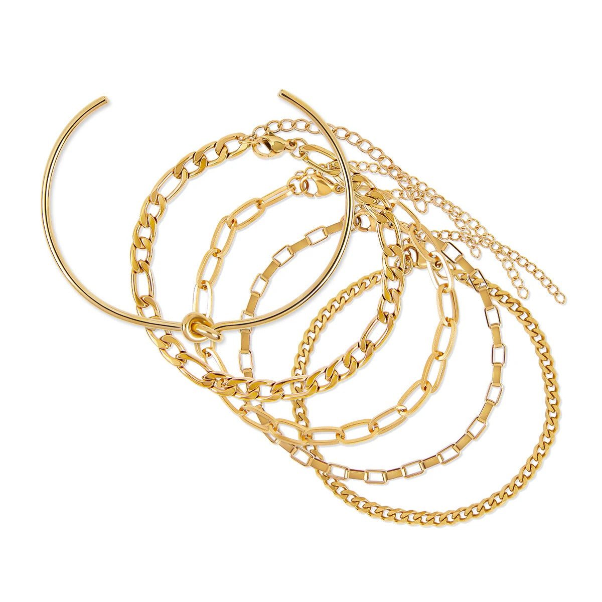 Kit Riviera Pulseiras Elegance & Bracelete Nó Banhado em Ouro 18K