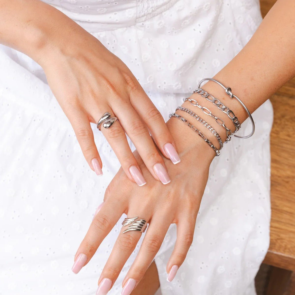 Kit Riviera Pulseiras Elegance & Bracelete Nó - Prata