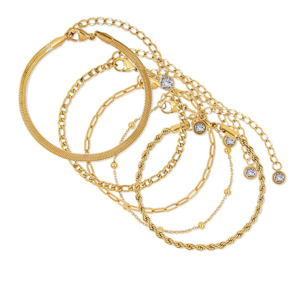 Kit Versailles Pulseiras Glamour Zircônias Banhado em Ouro 18K