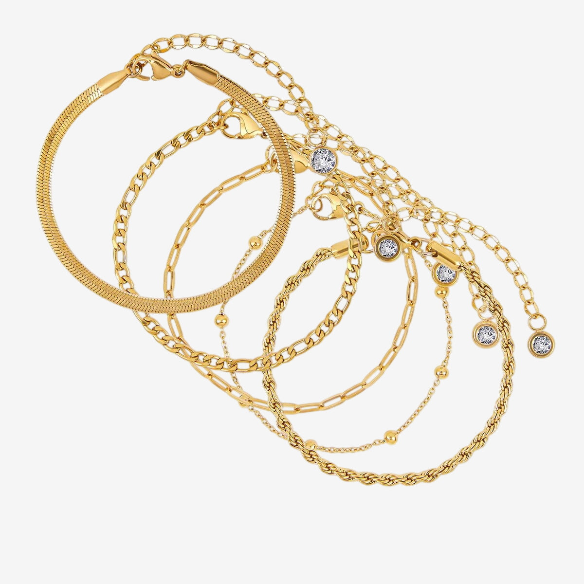 Kit Versailles Pulseiras Glamour Zircônias Banhado em Ouro 18K