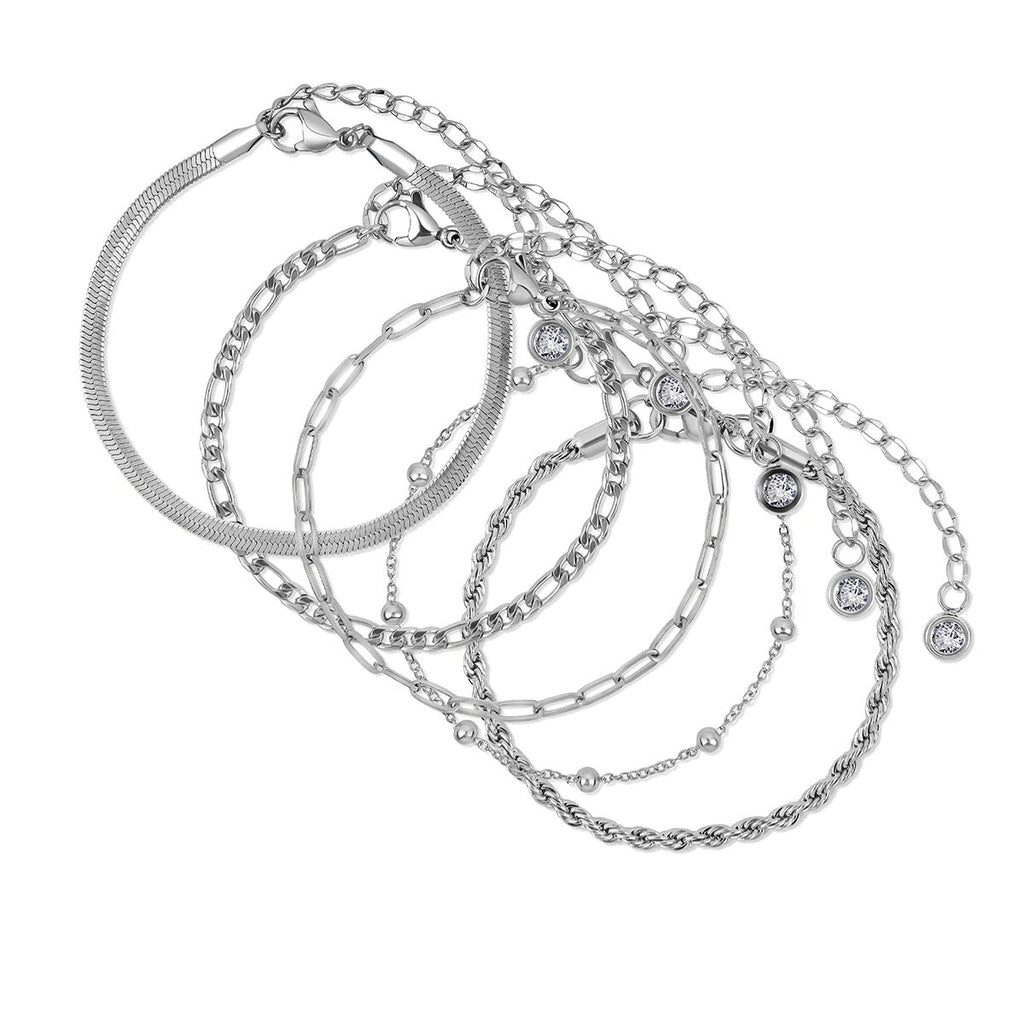 Kit Versailles Pulseiras Glamour Zircônias - Prata