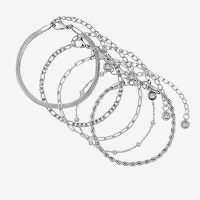 Kit Versailles Pulseiras Glamour Zircônias - Prata