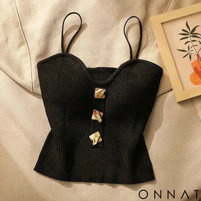 Summer Cross-Knit Suspender Women’S French Style Sexy Beauty Camisole Slim Fit Sleeveless T-Shirt No Chest Pad Short