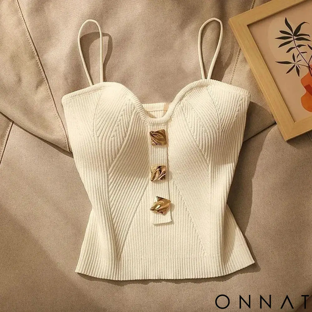 Summer Cross-Knit Suspender Women’S French Style Sexy Beauty Camisole Slim Fit Sleeveless T-Shirt No Chest Pad Short