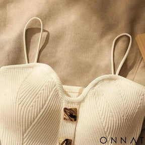 Summer Cross-Knit Suspender Women’S French Style Sexy Beauty Camisole Slim Fit Sleeveless T-Shirt No Chest Pad Short