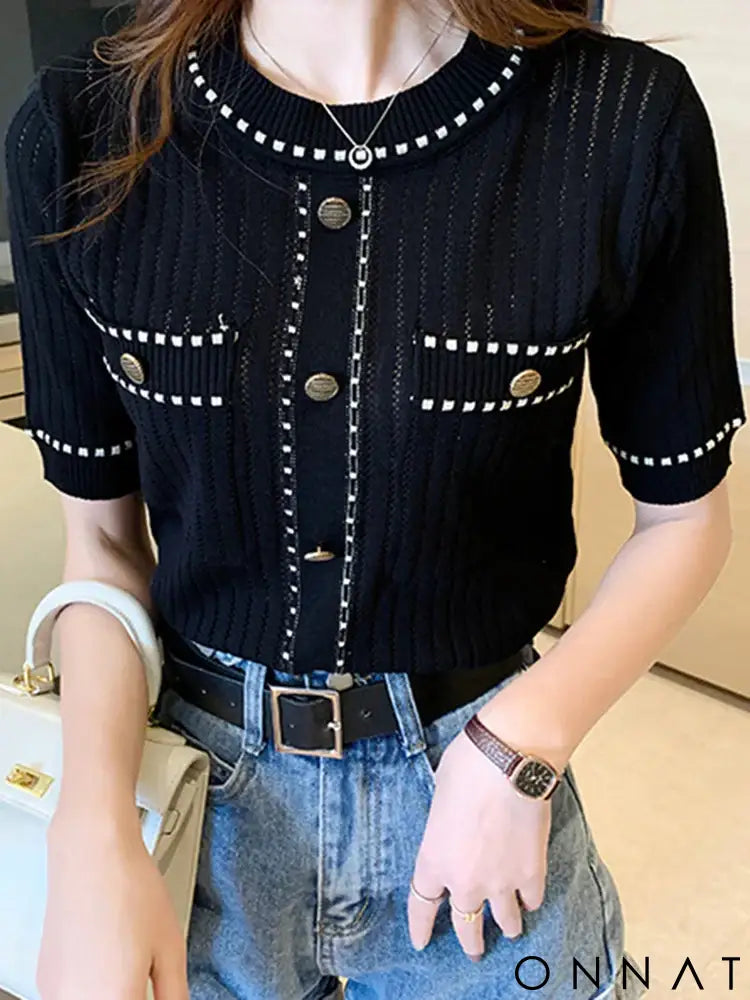 White Tshirt Women Summer 2024 Short Sleeve Top Ladies Pockets Basic T Shirts Knitted Casual Clothes Tee Shirt Femme