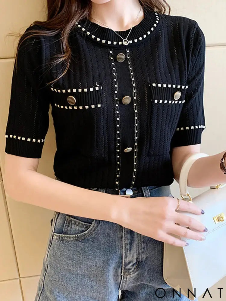 White Tshirt Women Summer 2024 Short Sleeve Top Ladies Pockets Basic T Shirts Knitted Casual Clothes Tee Shirt Femme