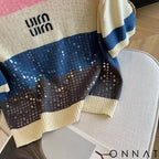 Luxe Stripes – Striped Blouse with Sequins Tops