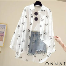 Mickey Mouse Blouse Ladies Long Sleeve Women Shirt Beach Shirts Kawaii Cartoon Summer Disney Clothes Cover-Up Top