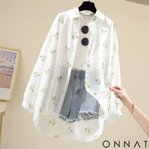 Mickey Mouse Blouse Ladies Long Sleeve Women Shirt Beach Shirts Kawaii Cartoon Summer Disney Clothes Cover-Up Top
