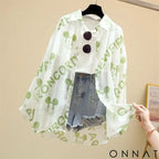 Mickey Mouse Blouse Ladies Long Sleeve Women Shirt Beach Shirts Kawaii Cartoon Summer Disney Clothes Cover-Up Top