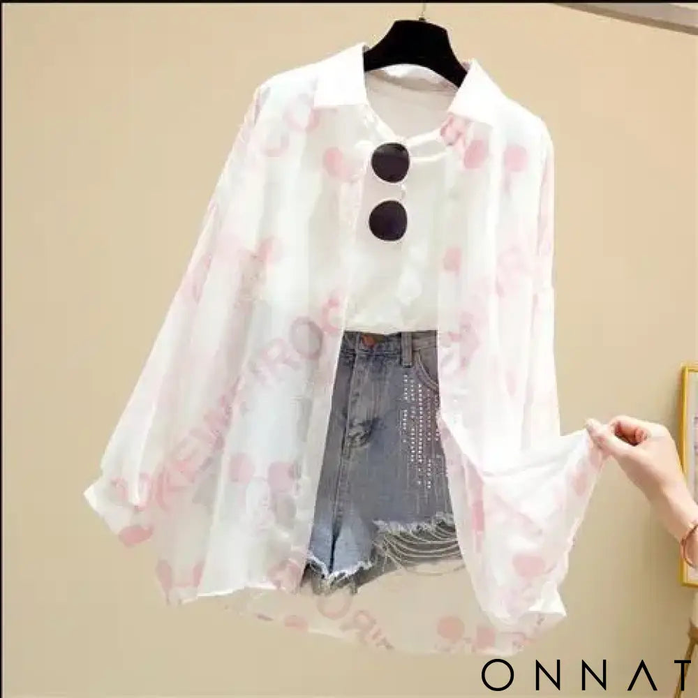 Mickey Mouse Blouse Ladies Long Sleeve Women Shirt Beach Shirts Kawaii Cartoon Summer Disney Clothes Cover-Up Top