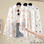 Mickey Mouse Blouse Ladies Long Sleeve Women Shirt Beach Shirts Kawaii Cartoon Summer Disney Clothes Cover-Up Top Casual