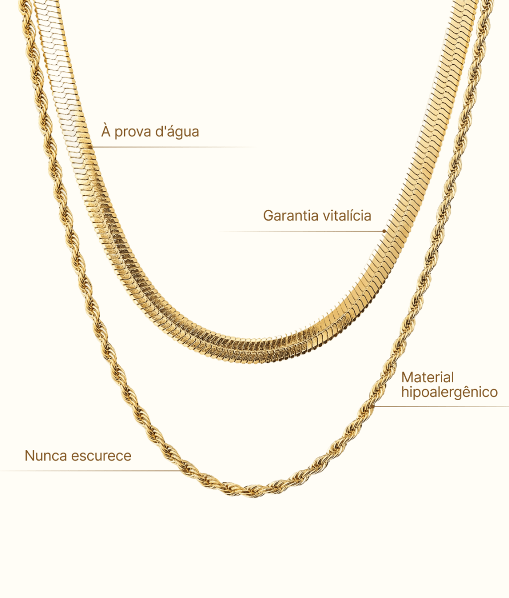 Mix Colar Melina Banhado em Ouro 18k