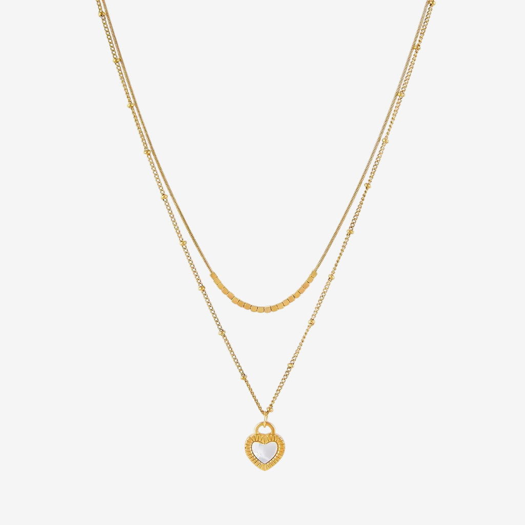 Mix Carrara Colares Coração Marmorizado Banhado em Ouro 18K