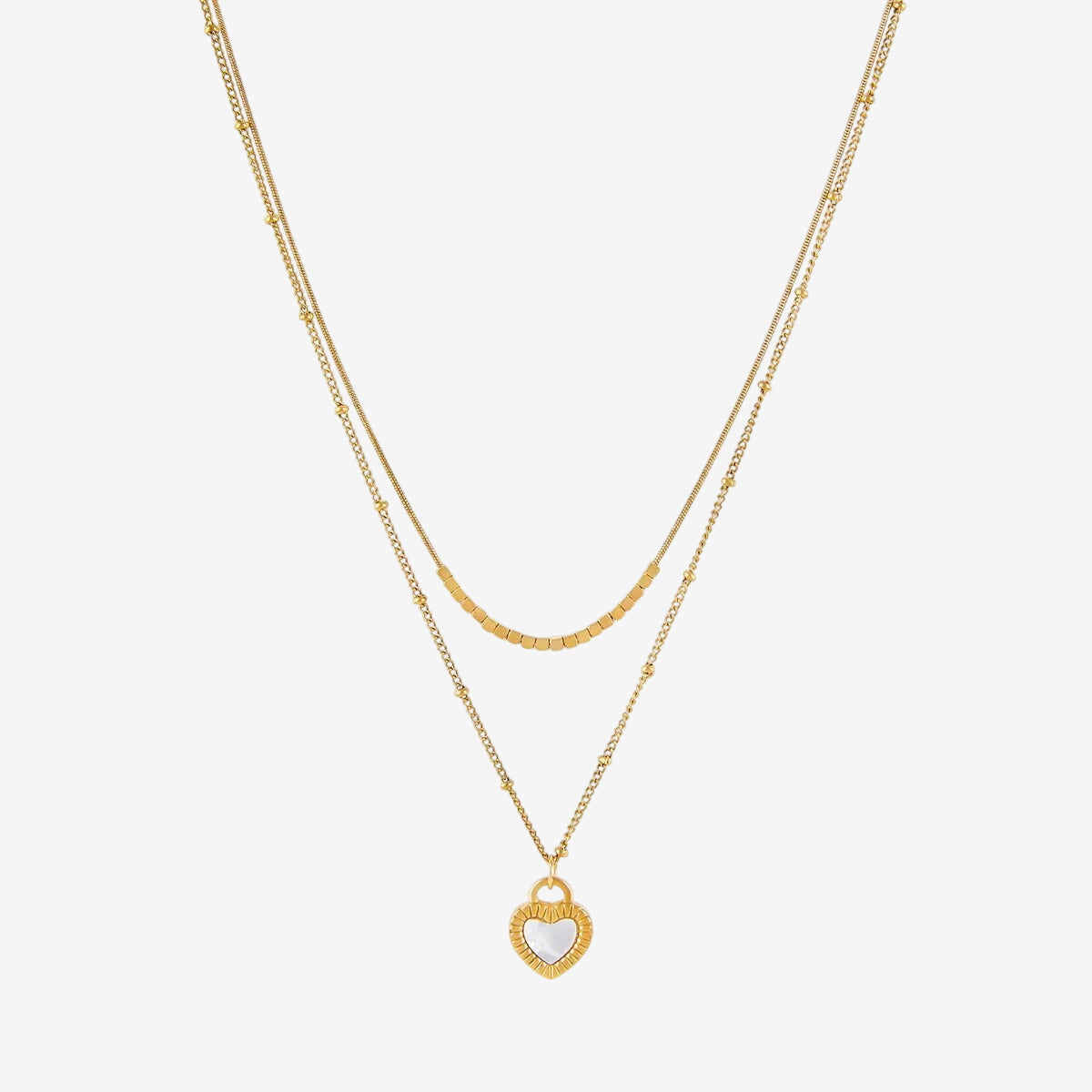 Mix Carrara Colares Coração Marmorizado Banhado em Ouro 18K