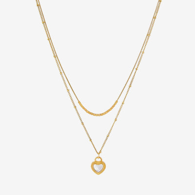 Mix Carrara Colares Coração Marmorizado Banhado em Ouro 18K