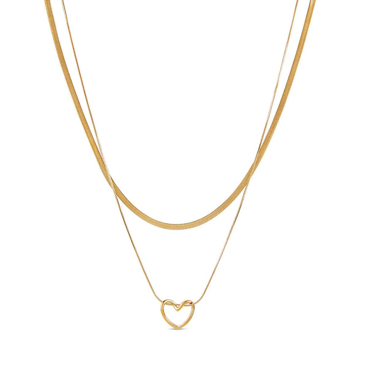 Mix de Colares Coração Minimalista Banhado em Ouro 18K