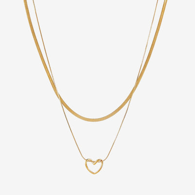 Mix Ravena Colares Coração Minimalista Banhado em Ouro 18K