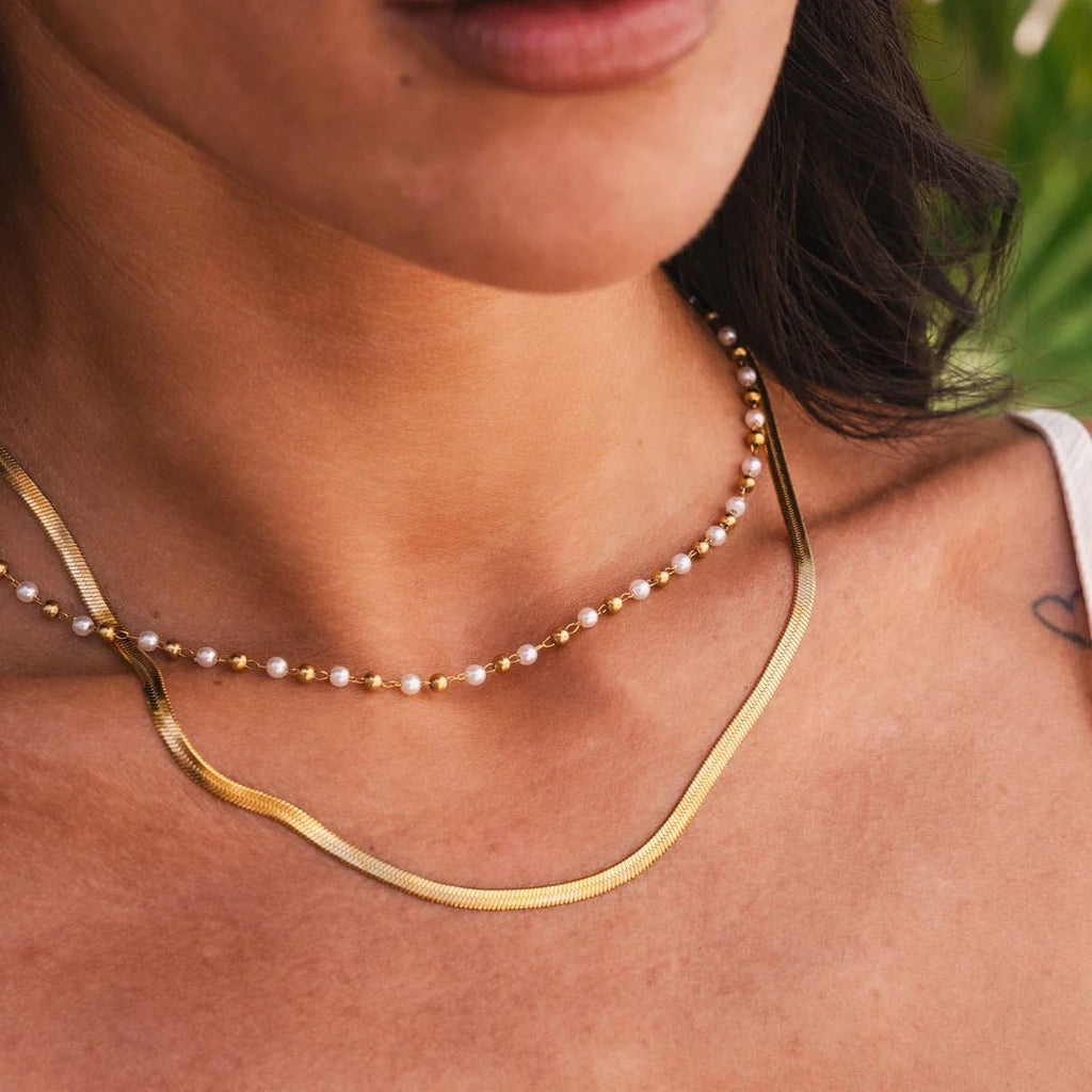 Mix de Colares Pérola Banhado em Ouro 18K