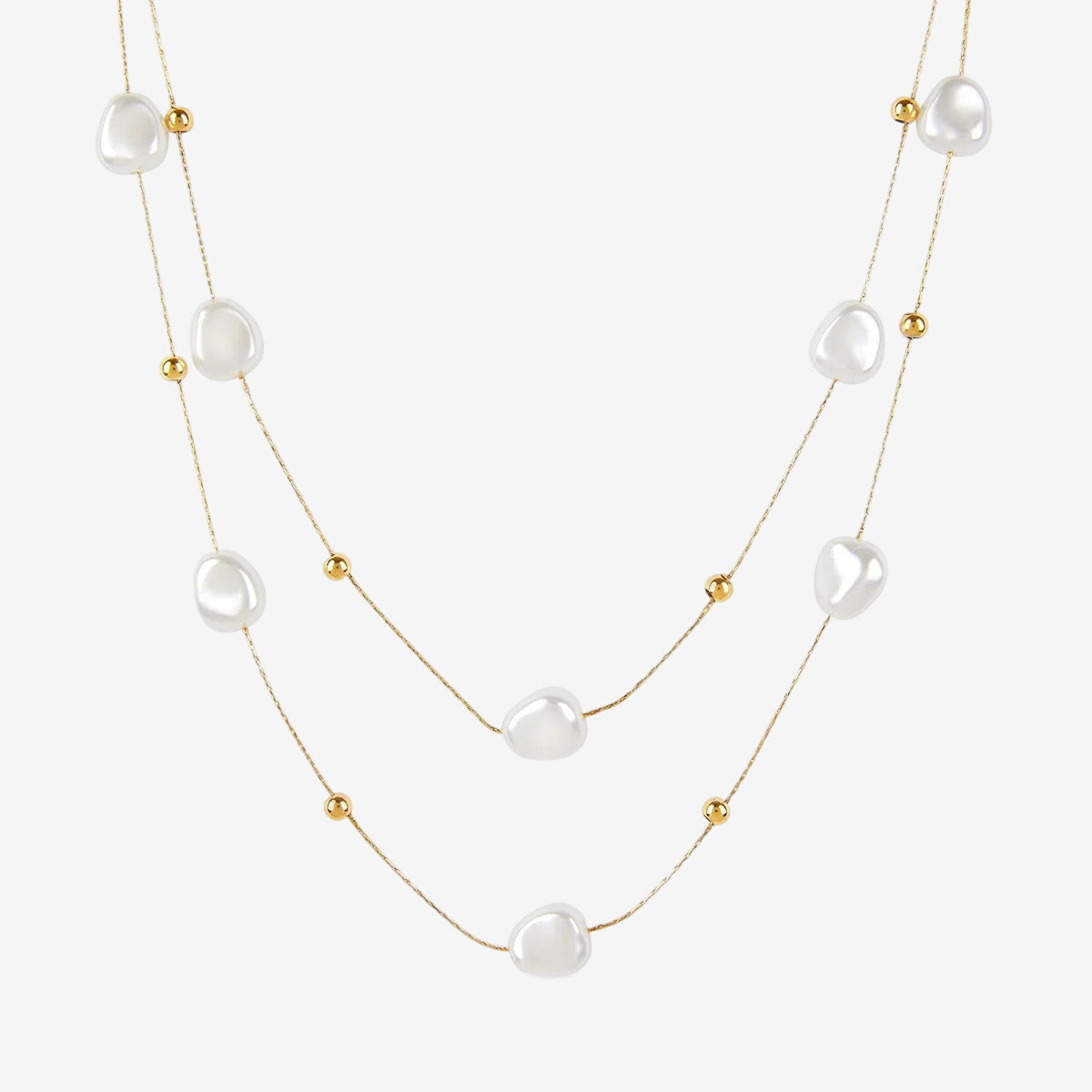 Mix Veneza Colares Pérolas Irregulares Banhado em Ouro 18K