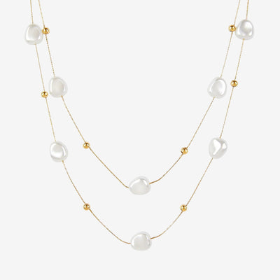 Mix Veneza Colares Pérolas Irregulares Banhado em Ouro 18K