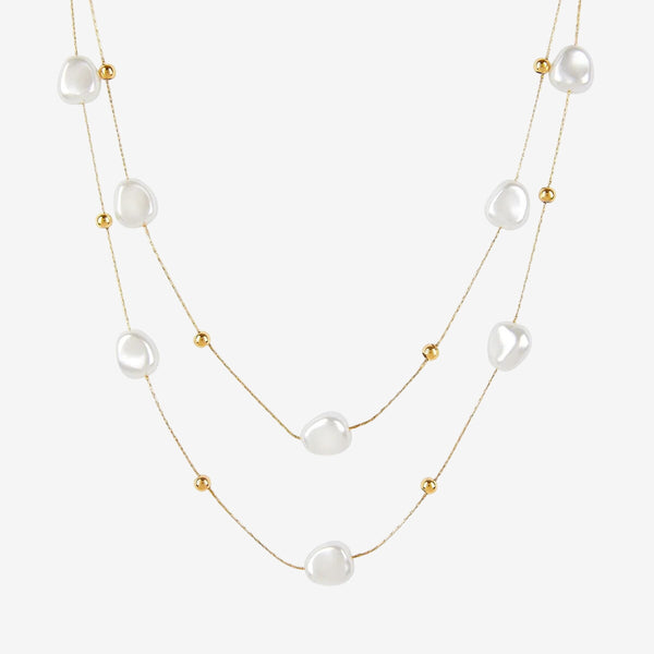 Mix Veneza Colares Pérolas Irregulares Banhado em Ouro 18K