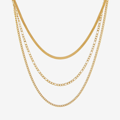 Mix de Correntes Banhado em Ouro 18k