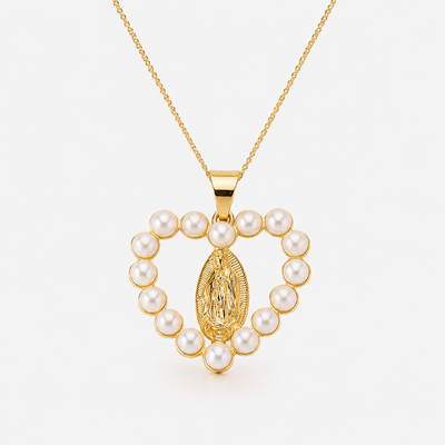 Colar Nossa Senhora com Pérolas Banhado em Ouro 18K