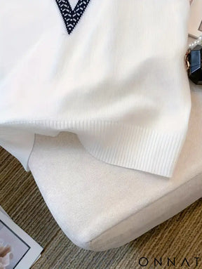 2024 New Summer Color Block Crew Neck Knitted Sweater Crop Top Casual Short Sleeve Top For Spring & Summer Women’s