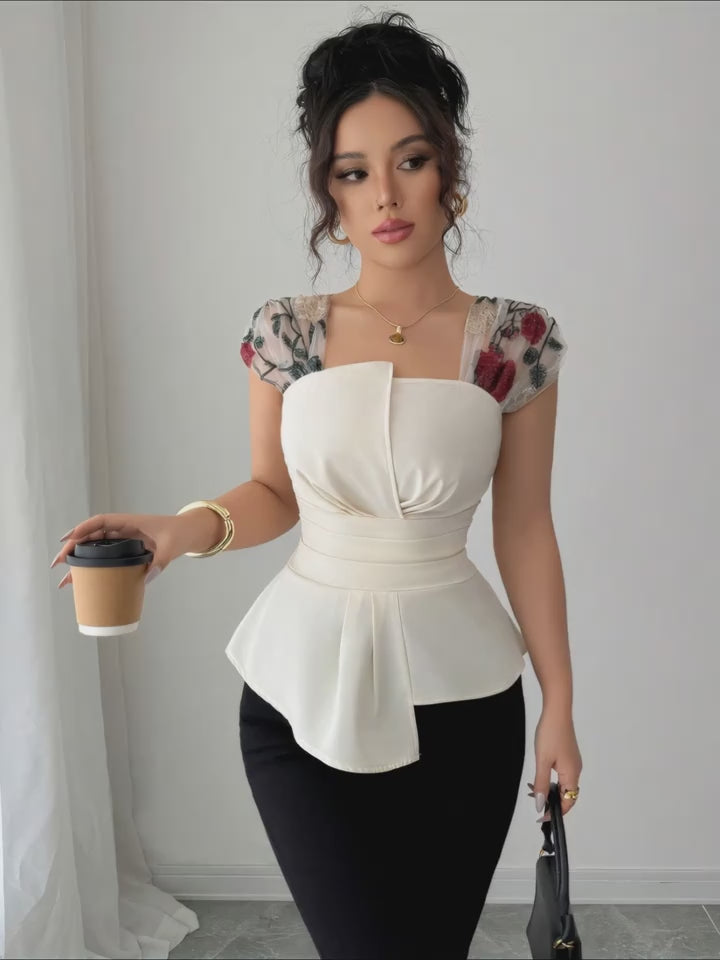 Aurora Mesh Elegance – Blusa Sofisticada com Detalhe em Mesh