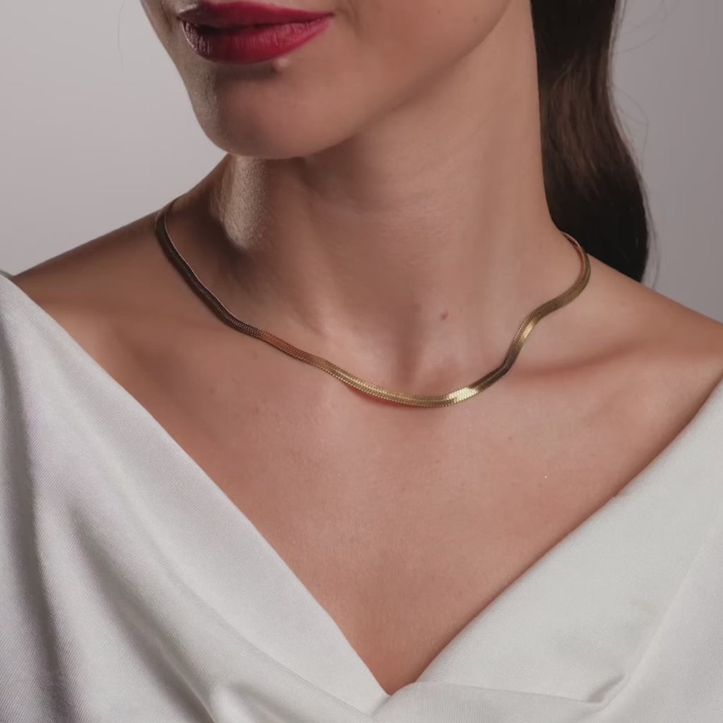 Colar Creta Malha Snake Banhado em Ouro 18K