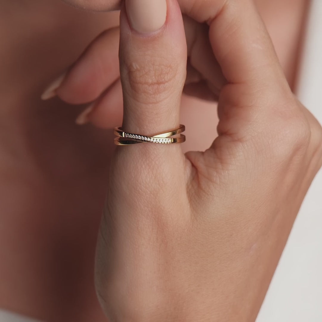 Anel Luma Duplo Banhado em Ouro 18k