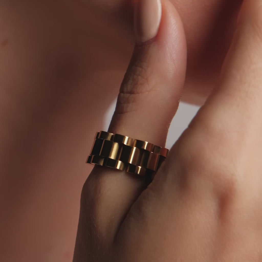 Anel Beleza Ellos Minimalista Banhado em Ouro 18k