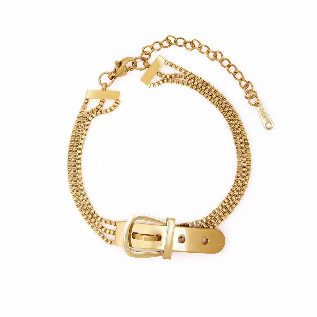 Pulseira Veneza com Fivela Banhado em Ouro 18K