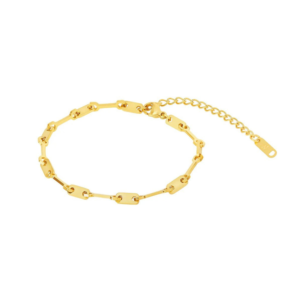 Pulseira Córsega Corrente Elos Tablet Banhada em Ouro 18K