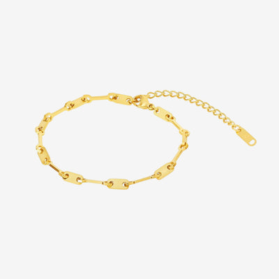 Pulseira Córsega Corrente Elos Tablet Banhada em Ouro 18K