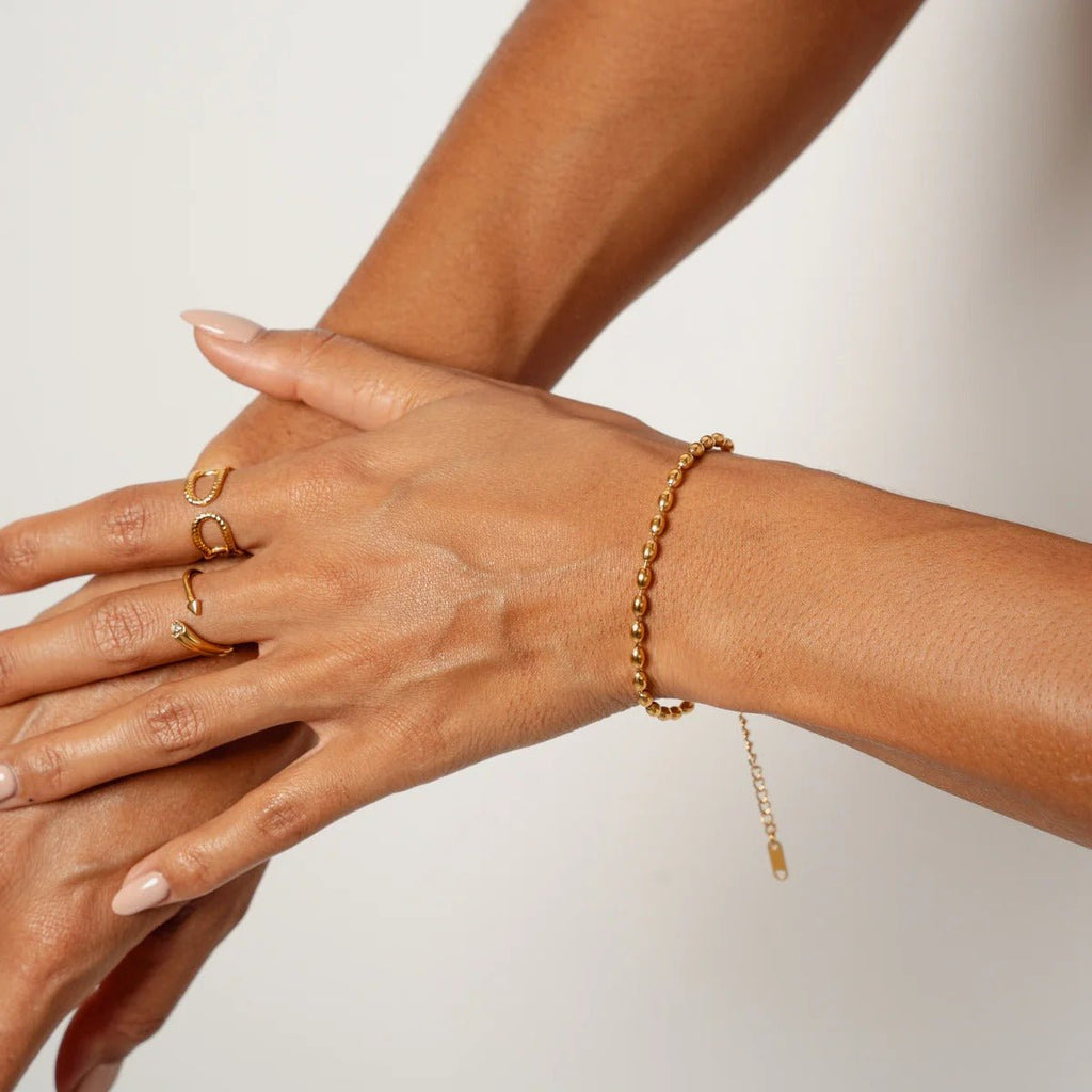 Pulseira Tahiti Corrente Esferas Banhado em Ouro 18K