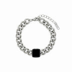 Pulseira Seychelles de Corrente Pingente Ônix - Prata