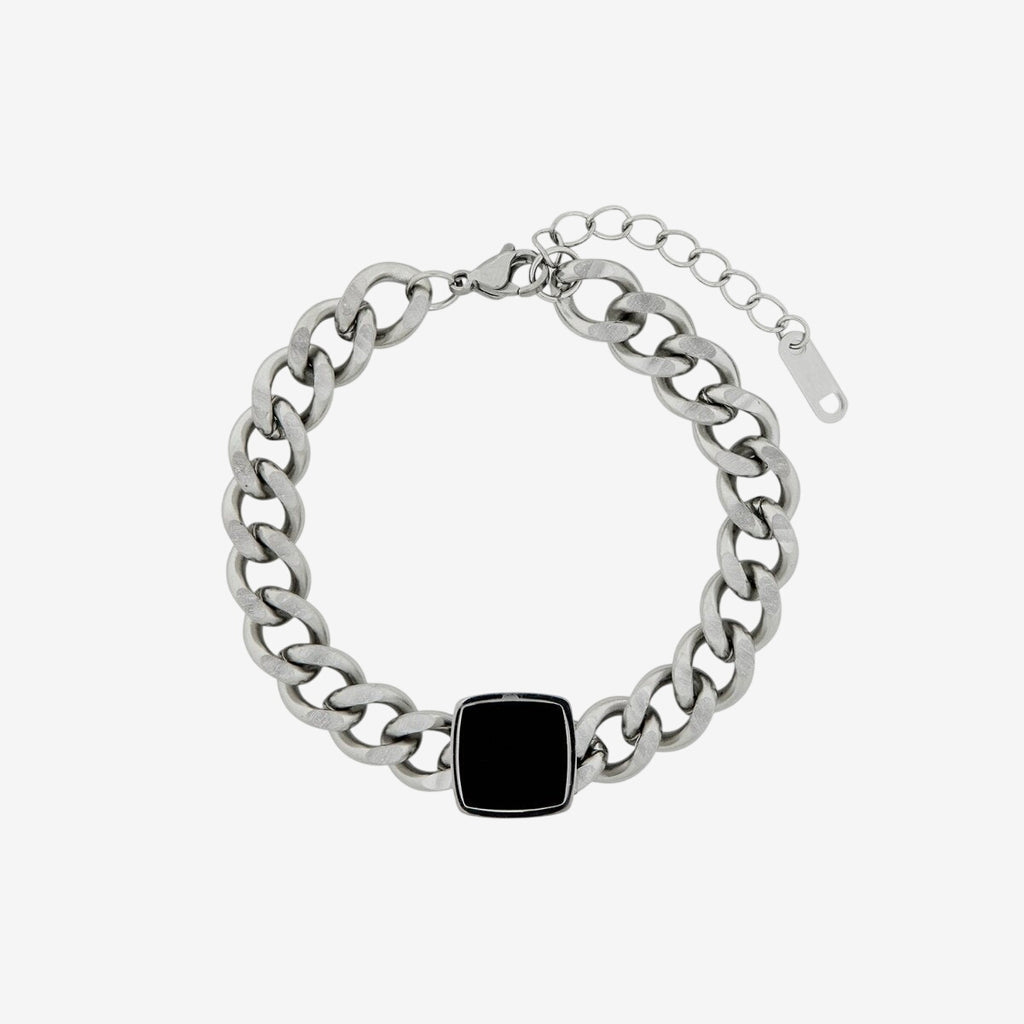 Pulseira Seychelles de Corrente Pingente Ônix - Prata