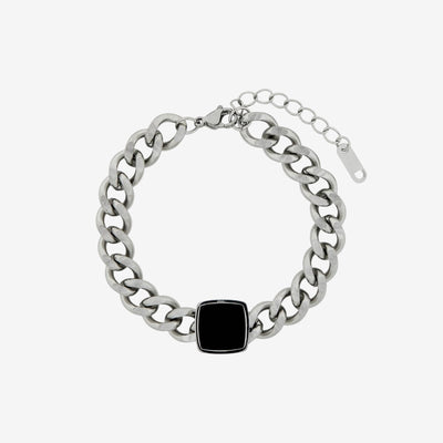 Pulseira Seychelles de Corrente Pingente Ônix - Prata