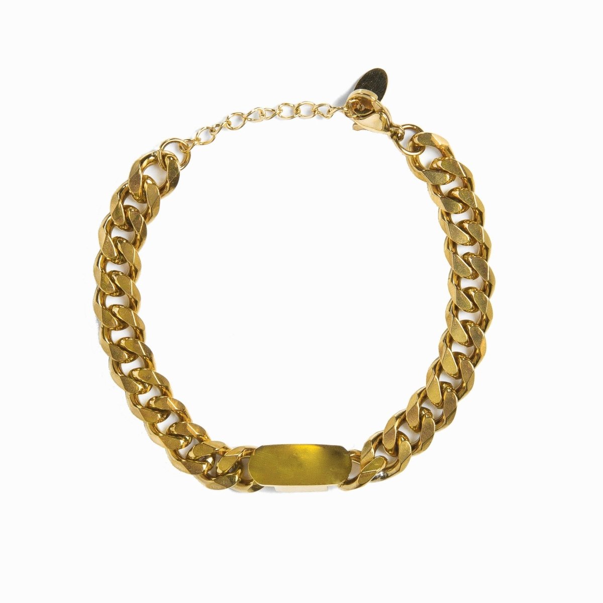 Pulseira Portofino de Corrente Pingente Retangular Banhada em Ouro 18k