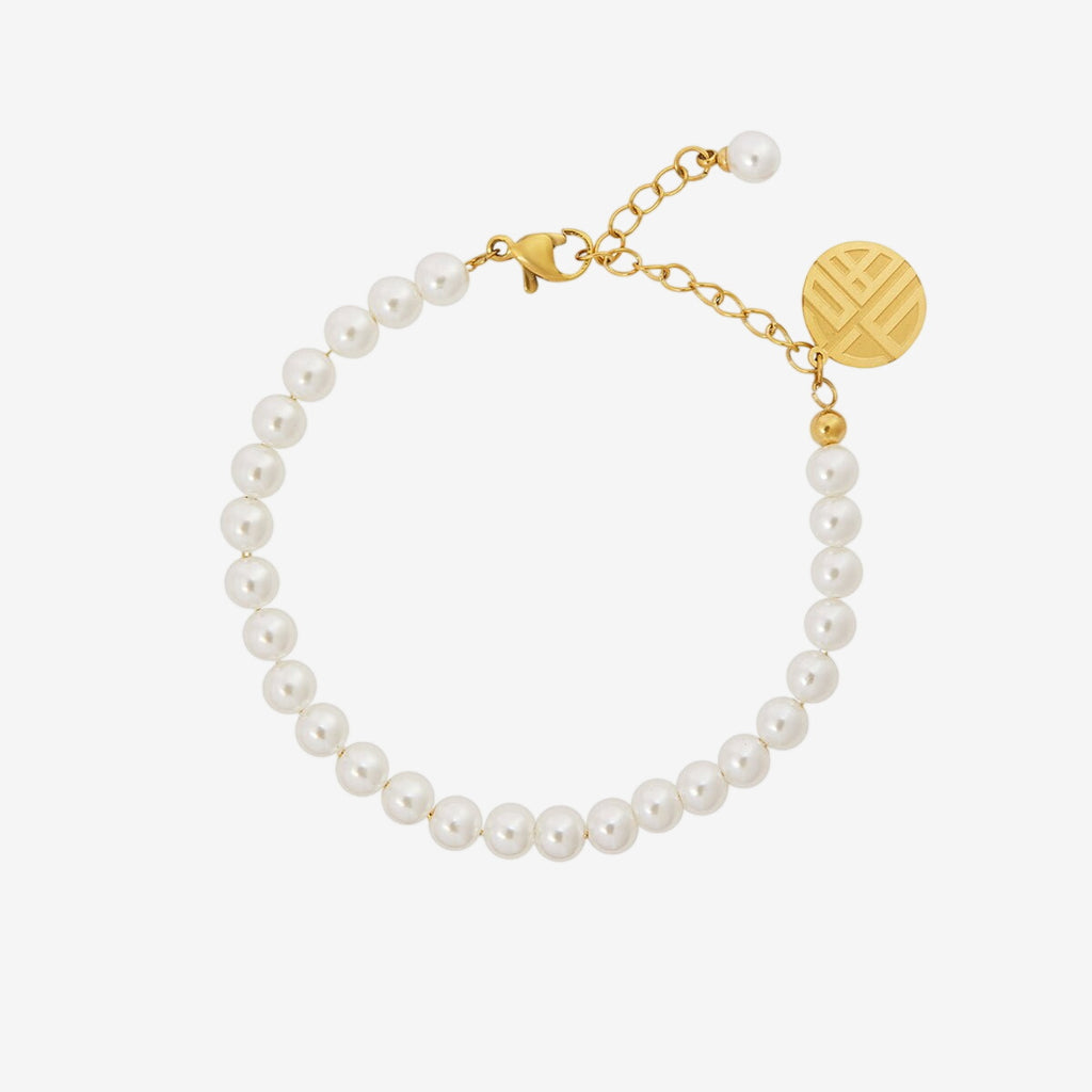 Pulseira Maldivas de Pérolas Charm Banhada em Ouro 18K