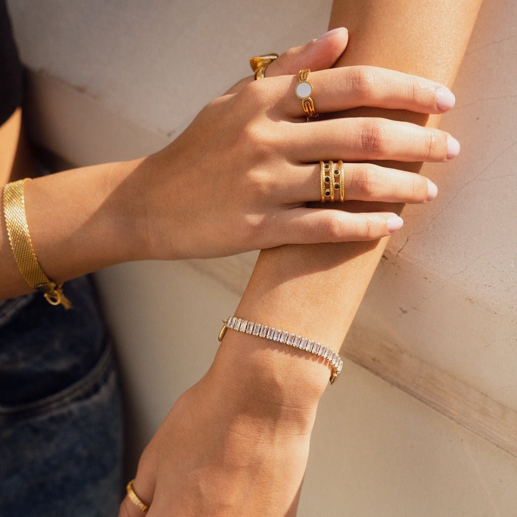 Pulseira Rivoli Baguete Banhado em Ouro 18K