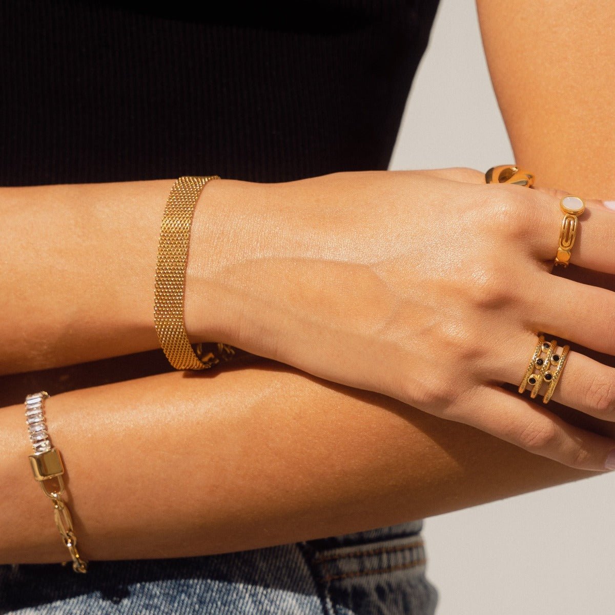 Pulseira Rivoli Baguete Banhado em Ouro 18K