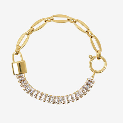 Pulseira Rivoli Baguete Banhado em Ouro 18K