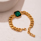 Pulseira Jade Pedra Verde Esmeralda Banho Ouro 18k